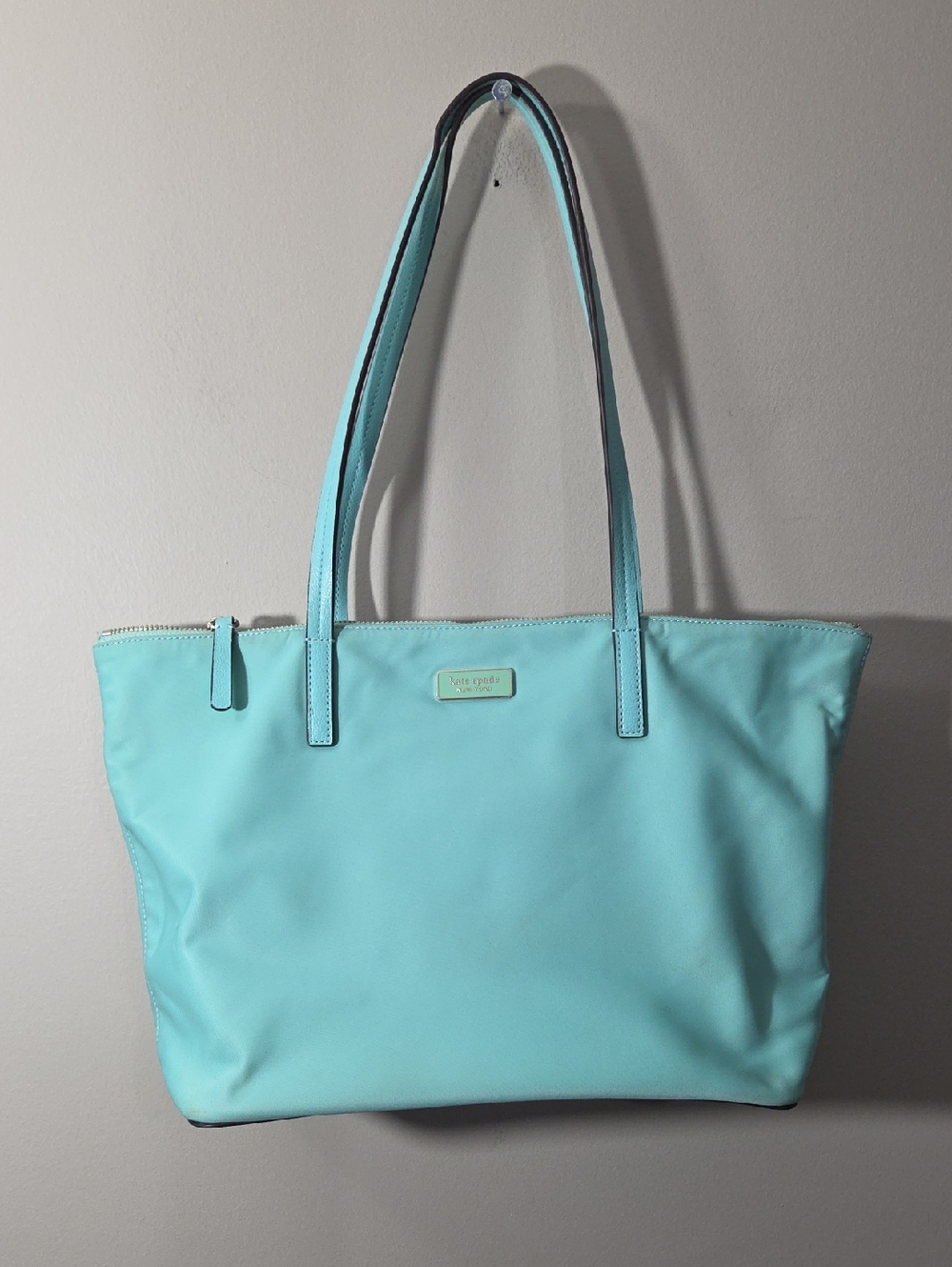 kate spade aqua blue nylon tote.Used Once.